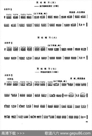 笛子双吐、三吐、花舌练习