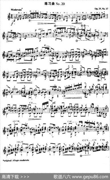 费尔南多·索尔古典吉他练习曲No.20（Op.29No.17）