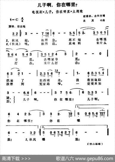 儿子啊，你在哪里？（电视剧《儿子，你在哪里》主题歌） - 程浦林、余伟芳|吕其明
