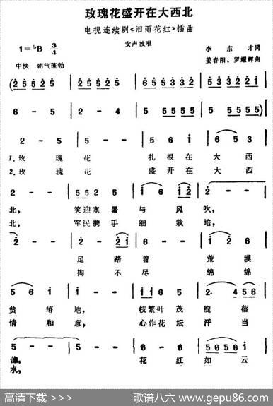 玫瑰花盛开在大西北（电视剧《泪雨花红》插曲） - 李东才|姜春阳、罗耀辉