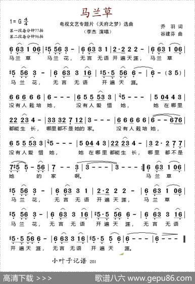 马兰草（电视文艺专题片《天府之梦》选曲） - 乔羽|谷建芬