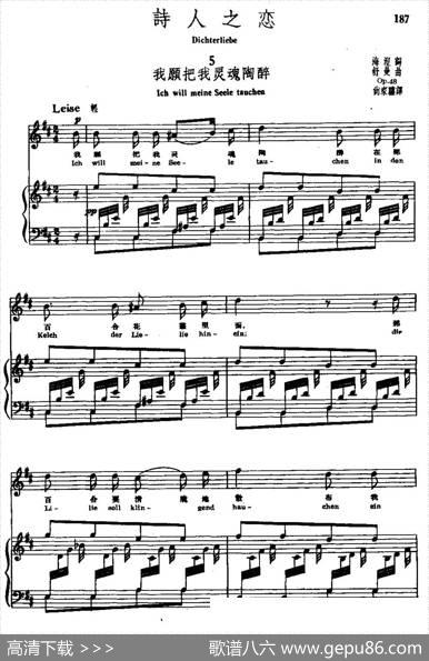 诗人之恋5、我愿把我灵魂陶醉（中外文对照、正谱） - 海涅|舒曼曲、尚家骧译