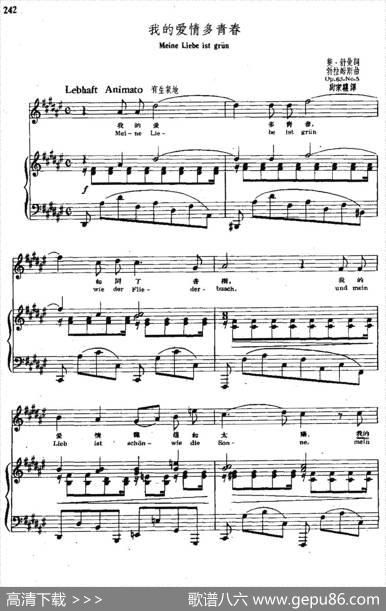 我的爱情多青春（中外文对照、正谱）|勃拉姆斯曲、尚家骧译配