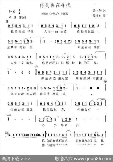 你是否在寻找（电视剧《小墩子》主题曲） - 梁国华|徐沛东