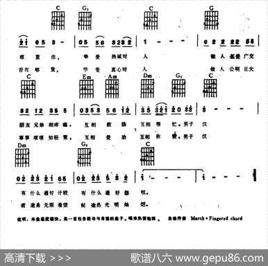 我是男子汉（电子琴吉他弹唱谱）
