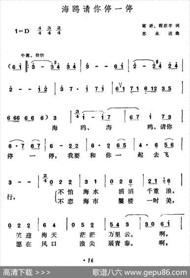 海鸥请你停一停 - 葛逊、程茹辛|苏永进