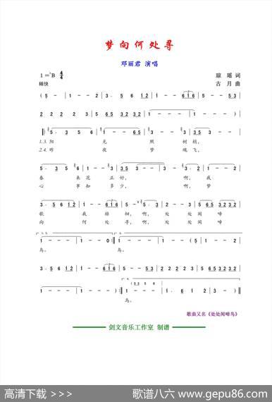 梦向何处寻（又名：处处闻啼鸟） - 琼瑶|左宏元