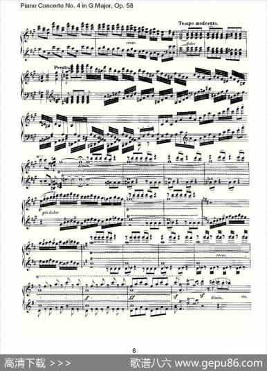 Ｇ大调钢琴第四协奏曲Op.58华彩乐章（总谱）|路德维西·冯·贝多芬