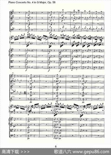 Ｇ大调钢琴第四协奏曲Op.58第三乐章（总谱）|路德维西·冯·贝多芬