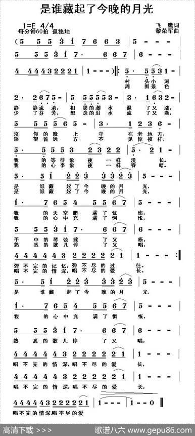 是谁藏起了今晩的月光 - 飞鹰|黎荣军