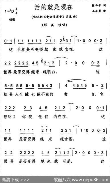 活的就是现在（电视剧《爱你没商量》片尾歌） - 张和平|王小勇