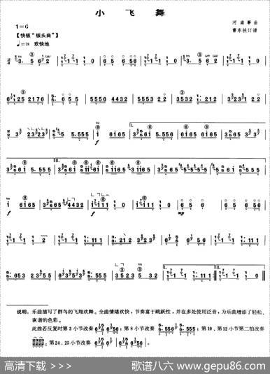 小飞舞（河南筝曲、曹东扶订谱）|河南筝曲、曹东扶订谱