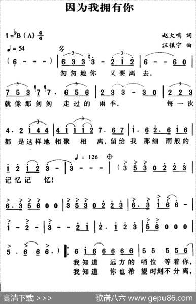 军歌金曲：因为我拥有你 - 赵大鸣|汪镇宁