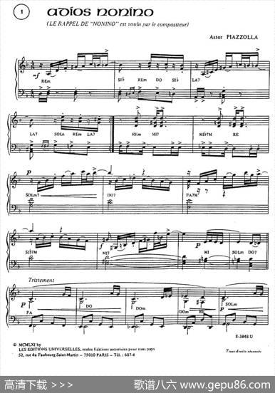 Piazzolla合集：1、ADIOSNONINO|皮亚佐拉