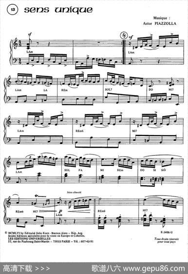 Piazzolla合集：13、SensUnique|皮亚佐拉