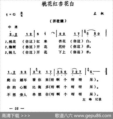 桃花红杏花白（山西左权民歌）