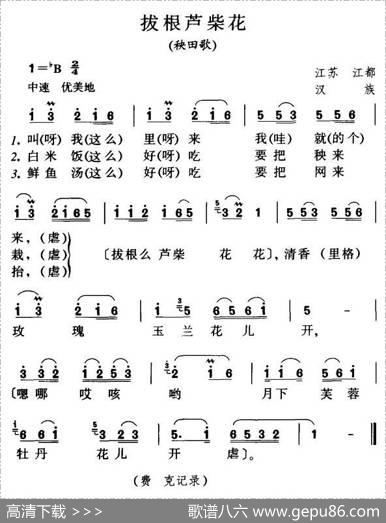 拔根芦柴花|江苏民歌