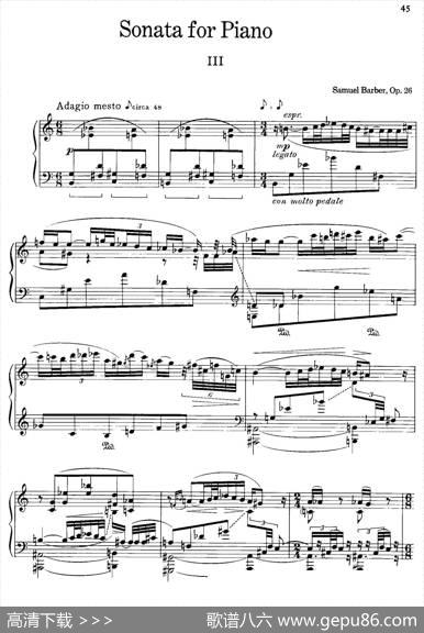 降e小调钢琴奏鸣曲Op.26v.3|塞缪尔·巴伯