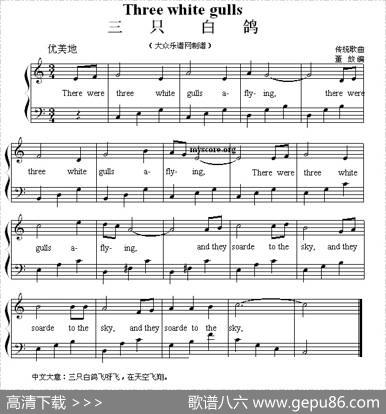 Threewhitegulls（三只白鸽）（英文儿歌弹唱）|董放编曲