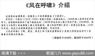 风在呼啸（意大利游击队歌曲） - [意]莫利切·卡晓内|[苏]玛·布郎介尔