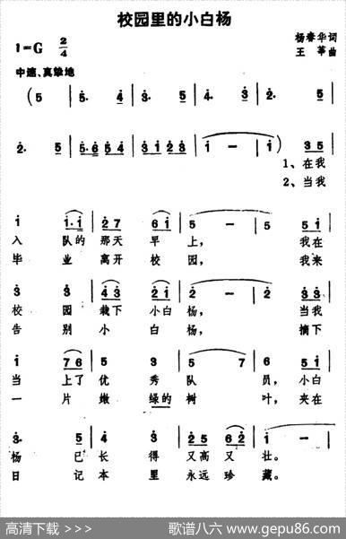 校园里的小白杨（杨春华词王莘曲） - 杨春华|王莘