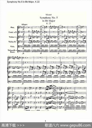 SymphonyNo.5inBbMajor,K.22(Bb大调第五交响曲K.22)