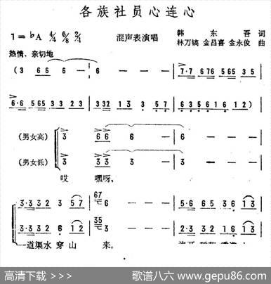 各族社员心连心（混声表演唱） - 韩东吾|林万镐金昌喜金永俊