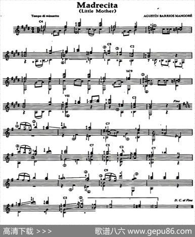 Madrecita（古典吉他）|奥古斯汀·巴里奥斯·曼戈雷（AgustinBarriosMangore）