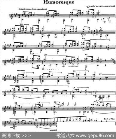 Humoresque（古典吉他）|奥古斯汀·巴里奥斯·曼戈雷（AgustinBarriosMangore）