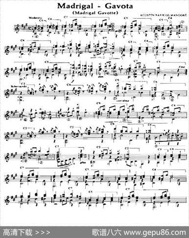 Madrigal-Gavota（古典吉他）|奥古斯汀·巴里奥斯·曼戈雷（AgustinBarriosMangore）