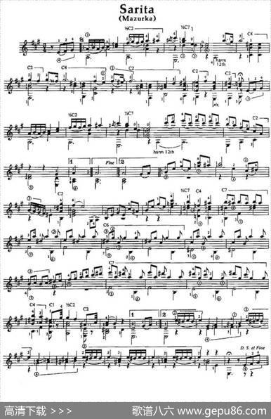 Sarita（古典吉他）|奥古斯汀·巴里奥斯·曼戈雷（AgustinBarriosMangore）
