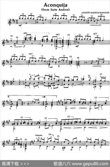 Aconquija（古典吉他）|奥古斯汀·巴里奥斯·曼戈雷（AgustinBarriosMangore）