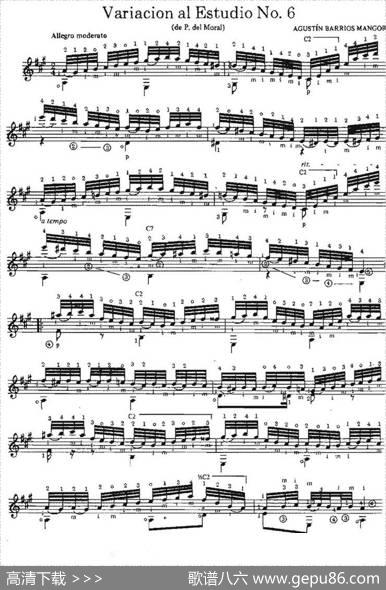 VariacionalEstudioNo.6（古典吉他）|奥古斯汀·巴里奥斯·曼戈雷（AgustinBarriosMangore）