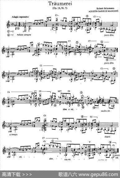 Traumerei（古典吉他）|奥古斯汀·巴里奥斯·曼戈雷（AgustinBarriosMangore）