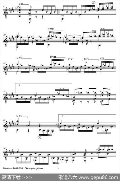 MINUETTO(AmipreditectadiscipulaynobleSrta.MariaRitaBondi)（古典吉他）|弗朗西斯科·泰雷加FranciscoTarrega(1852-1909)