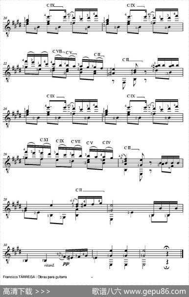MINUETTO(AmipreditectadiscipulaynobleSrta.MariaRitaBondi)（古典吉他）|弗朗西斯科·泰雷加FranciscoTarrega(1852-1909)
