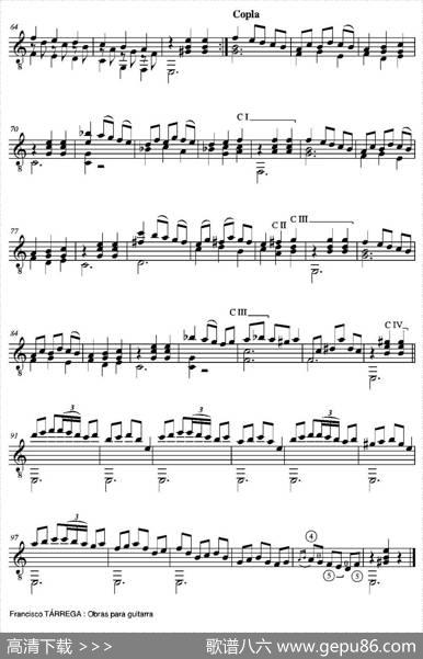 MALAGUENA(Facil)（古典吉他）|弗朗西斯科·泰雷加FranciscoTarrega(1852-1909)