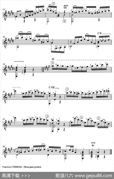 ESTUDIOENFORMADEMINUETTO(AlaSrta.ConsueloPascualdeBoldum)（古典吉他）|弗朗西斯科·泰雷加FranciscoTarrega(1852-1909)