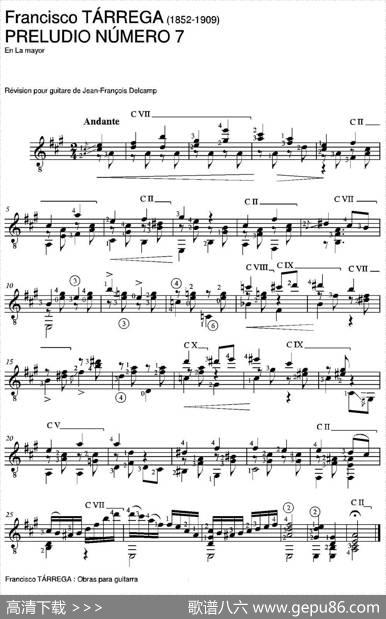 PRELUDIONUMERO7(EnLamayor)（古典吉他）|弗朗西斯科·泰雷加FranciscoTarrega(1852-1909)
