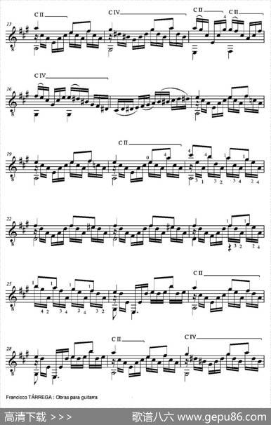 ESTUDIOBRILLANTE(ArregladosobreuntemadeJean-DelphinAlard)（古典吉他）|弗朗西斯科·泰雷加FranciscoTarrega(1852-1909)