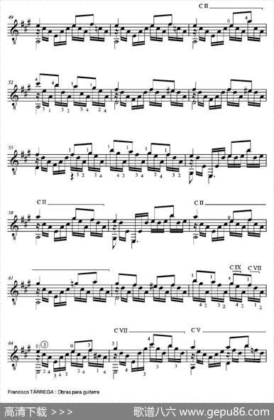 ESTUDIOBRILLANTE(ArregladosobreuntemadeJean-DelphinAlard)（古典吉他）|弗朗西斯科·泰雷加FranciscoTarrega(1852-1909)