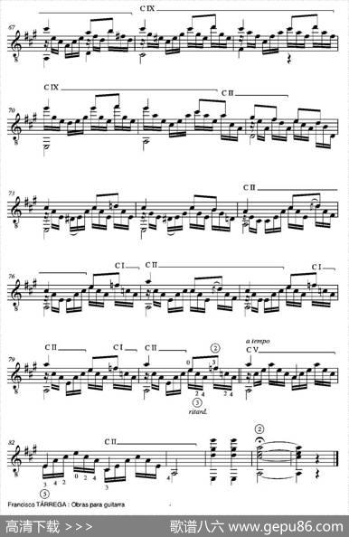 ESTUDIOBRILLANTE(ArregladosobreuntemadeJean-DelphinAlard)（古典吉他）|弗朗西斯科·泰雷加FranciscoTarrega(1852-1909)