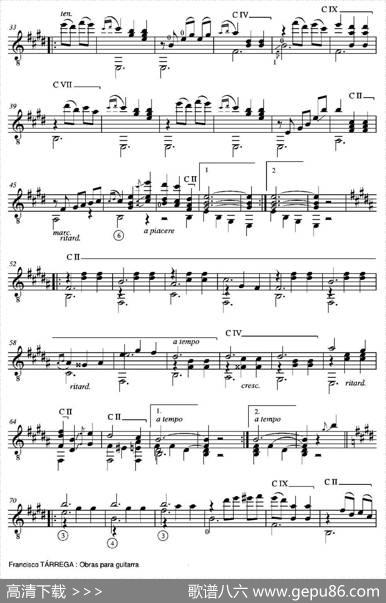 GRANVALS(Enlamayor)（古典吉他）|弗朗西斯科·泰雷加FranciscoTarrega(1852-1909)