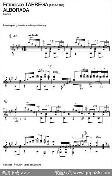 ALBORADA(Capricho)（古典吉他）|弗朗西斯科·泰雷加FranciscoTarrega(1852-1909)