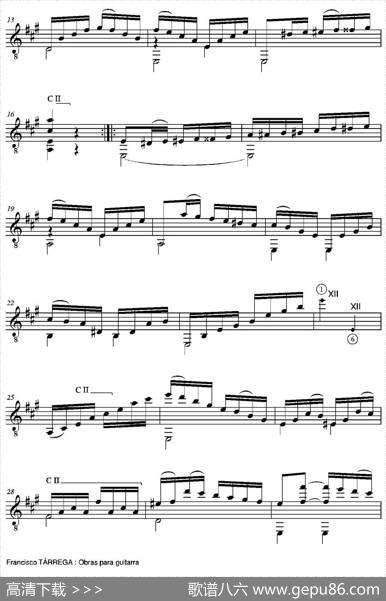 ESTUDIO(SobreunScherzodeTomasDamas)（古典吉他）|弗朗西斯科·泰雷加FranciscoTarrega(1852-1909)