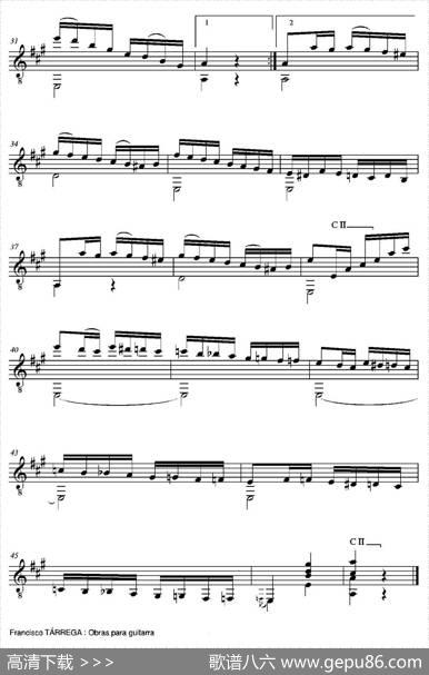 ESTUDIO(SobreunScherzodeTomasDamas)（古典吉他）|弗朗西斯科·泰雷加FranciscoTarrega(1852-1909)