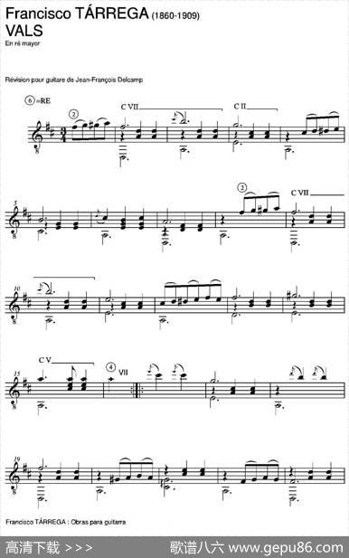 VALS(Enremayor)（古典吉他）|弗朗西斯科·泰雷加FranciscoTarrega(1852-1909)