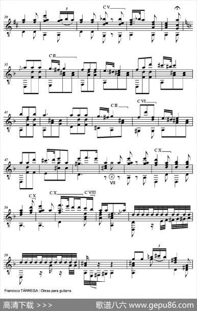 FANTASIA(SobremotivosdelaZarzuelaMarinadeJuanEmilioArrieta)（古典吉他）|弗朗西斯科·泰雷加FranciscoTarrega(1852-1909)