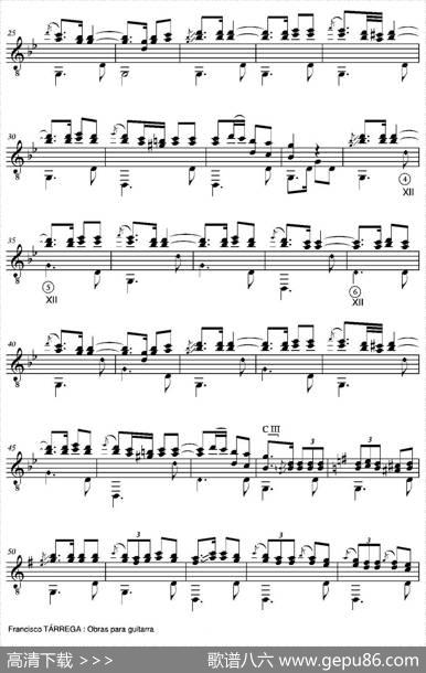 TANGO(ArregladosobreunHabaneradeCarlosGarciaTolsa)（古典吉他）|弗朗西斯科·泰雷加FranciscoTarrega(1852-1909)