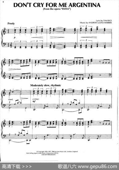 DON'TCRYFORMEARGENTINA（Fromtheopera“EVITA）